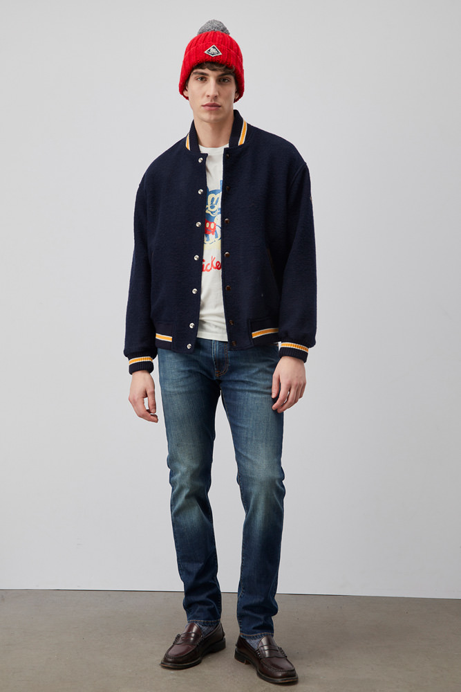 UNIVERSITY BOMBER JACKET IN WOOL AND LEATHER