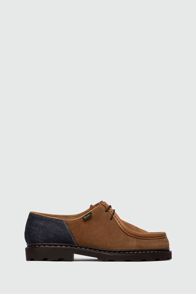 PARABOOT X ROY ROGER'S DERBY SHOES IN SUEDE AND DENIM