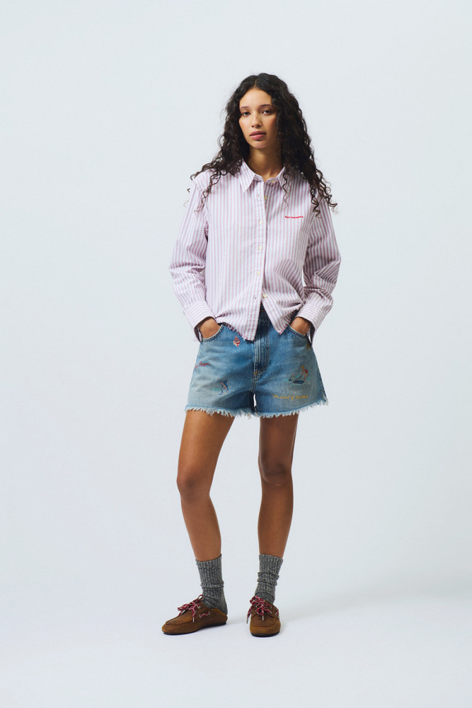 CAMICIA ELLY IN COTONE OXFORD A RIGHE