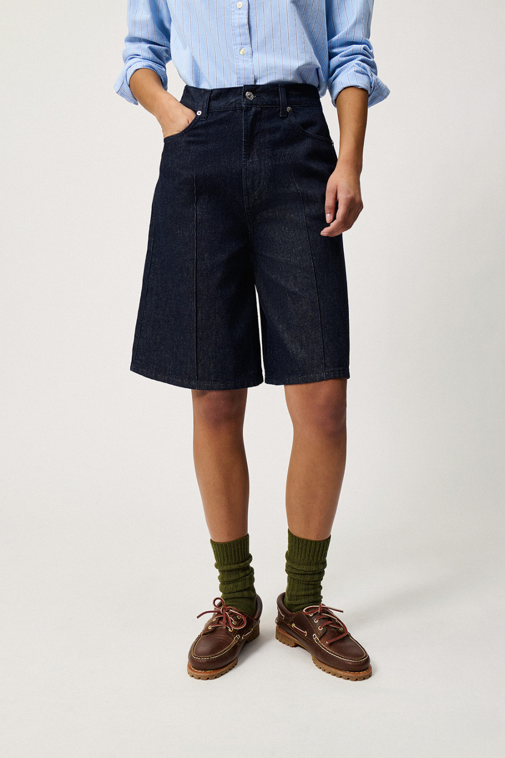 ROY ROGERS: BILLIE RINSE DENIM BERMUDA SHORTS