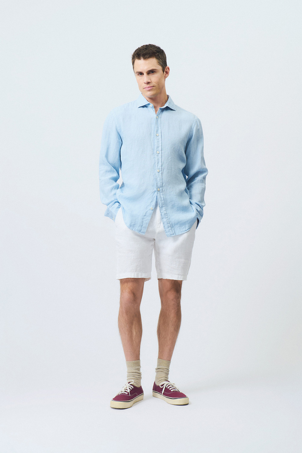 ROY ROGERS: PORTOFINO BERMUDA SHORTS IN LINEN