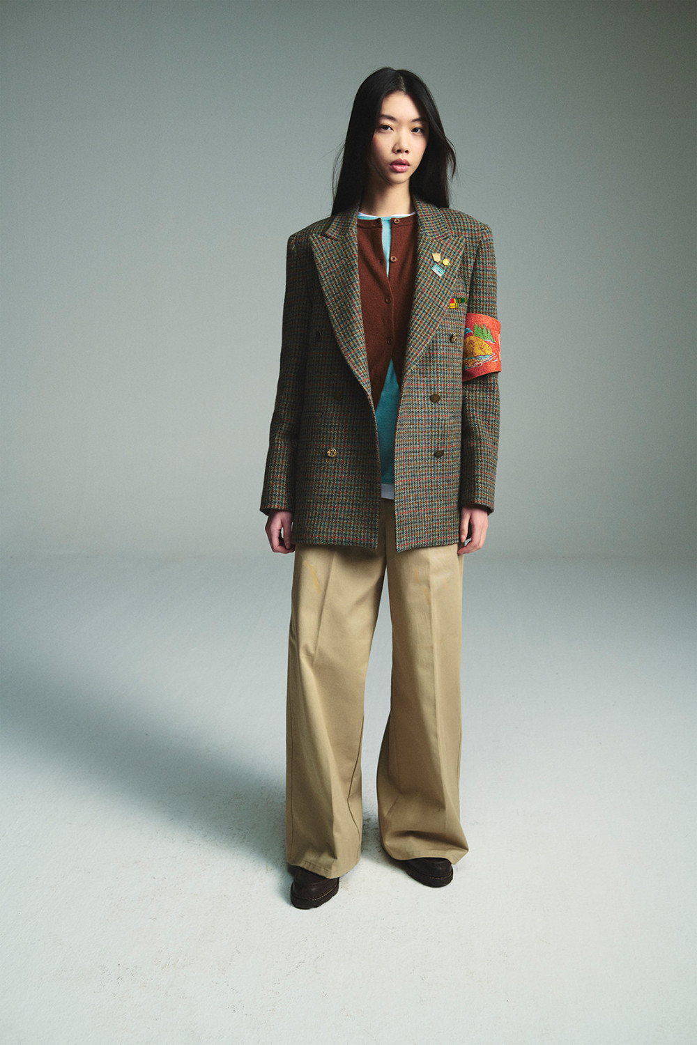 ROY ROGERS: BLAZER DOPPIOPETTO IN LANA PIED DE POULE