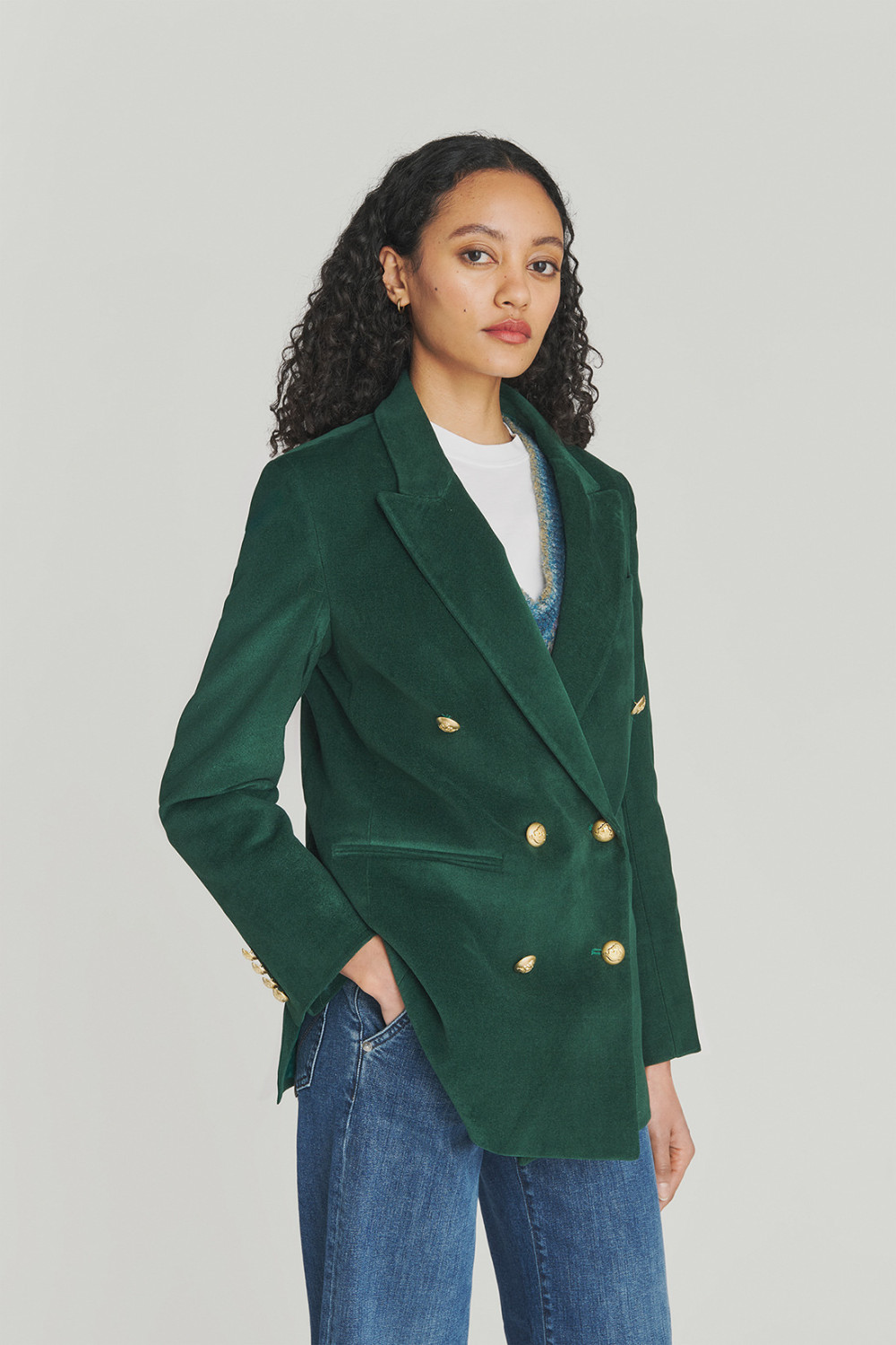 ROY ROGERS: BLAZER DOPPIOPETTO IN VELLUTO LISCIO