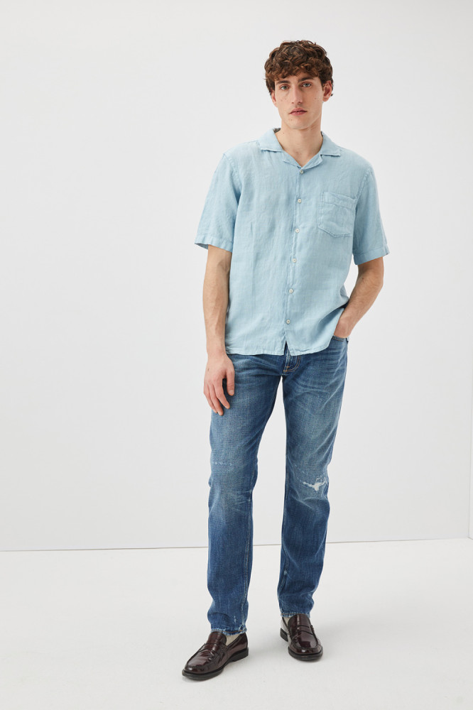 RIVIERA BOWLING SHIRT IN DYED LINEN