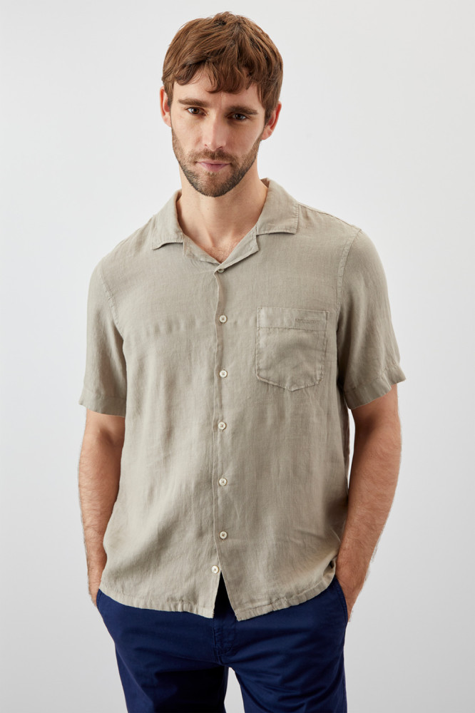 CAMICIA BOWLING RIVIERA IN LINO DYED