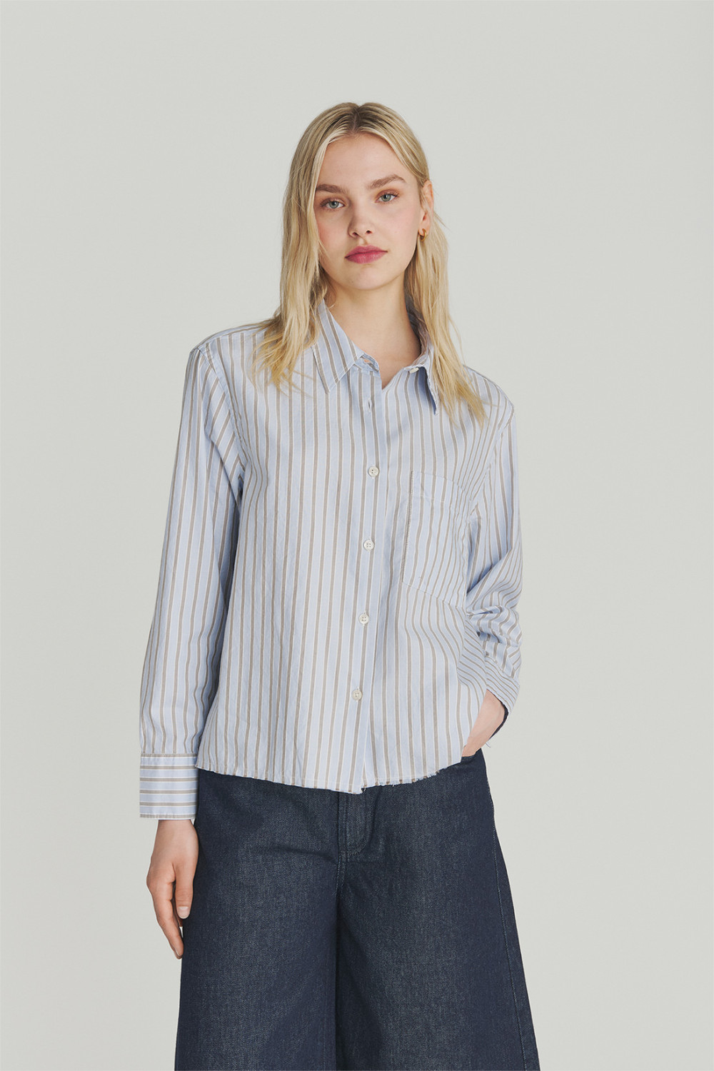 ROY ROGERS: CAMICIA EASY IN POPELINE A RIGHE