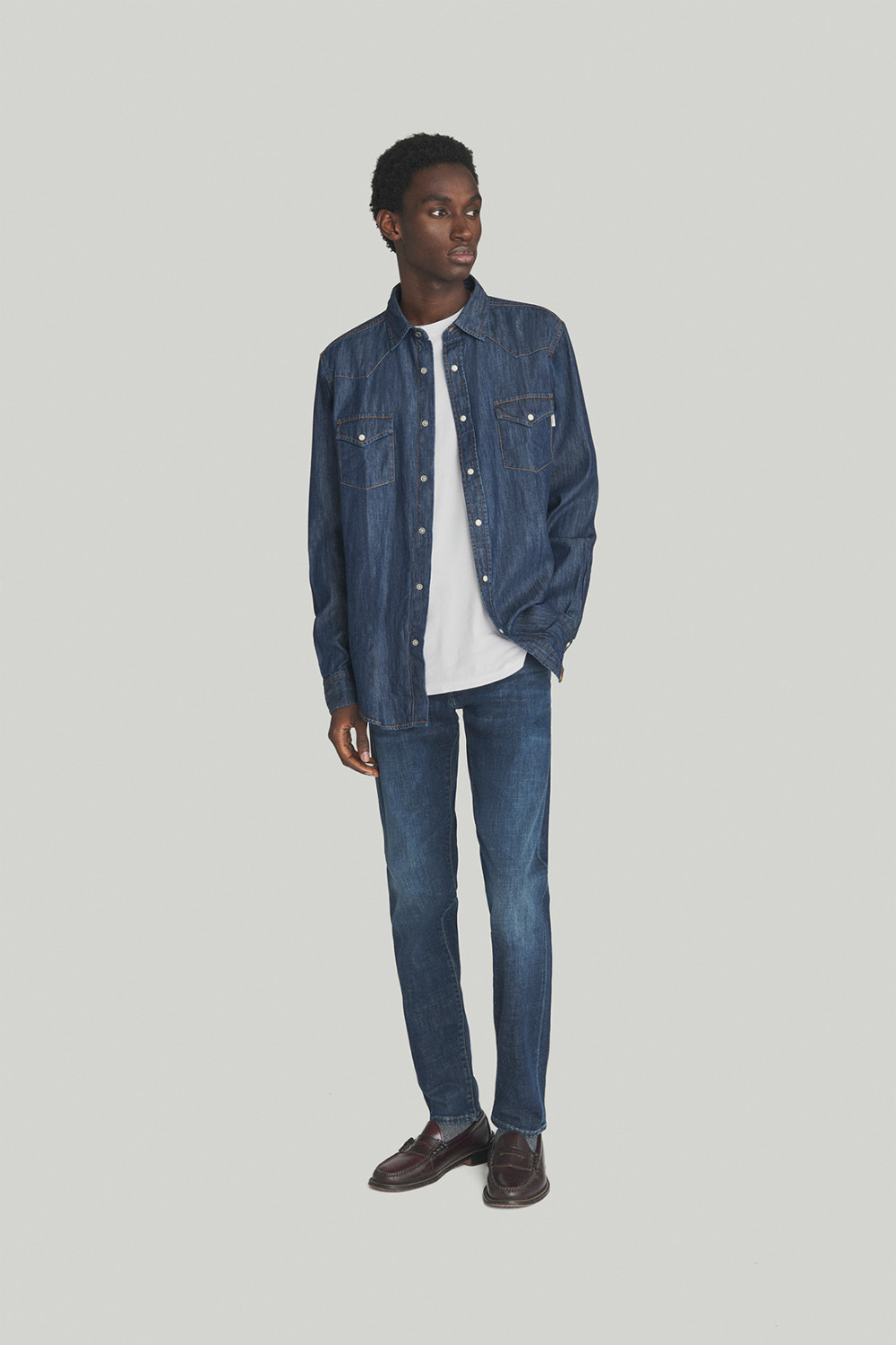 ROY ROGERS: MARTIN SHIRT IN DARK WASH DENIM