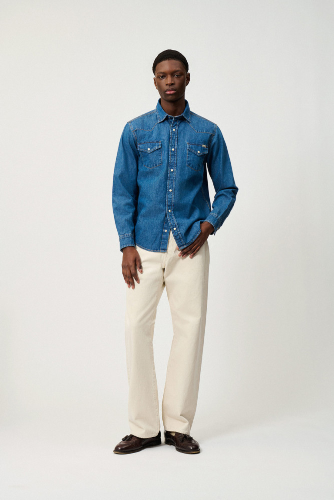 CAMICIA MARTIN IN DENIM MID WASH
