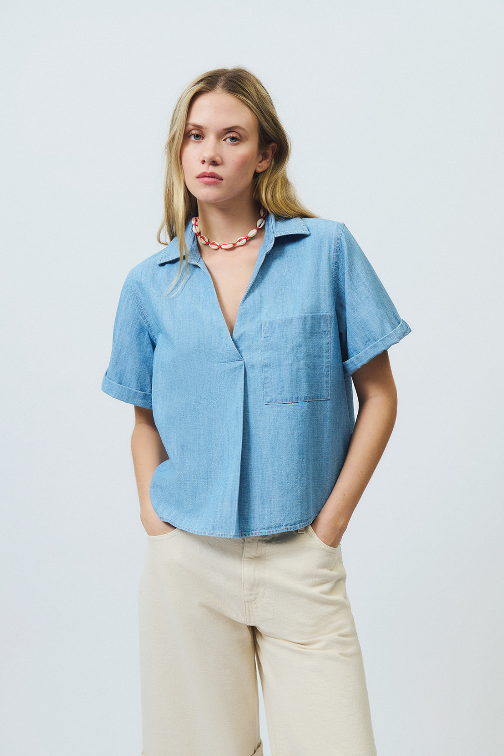 ROY ROGERS: REPUBLIC SHIRT IN BLEACHED CHAMBRAY