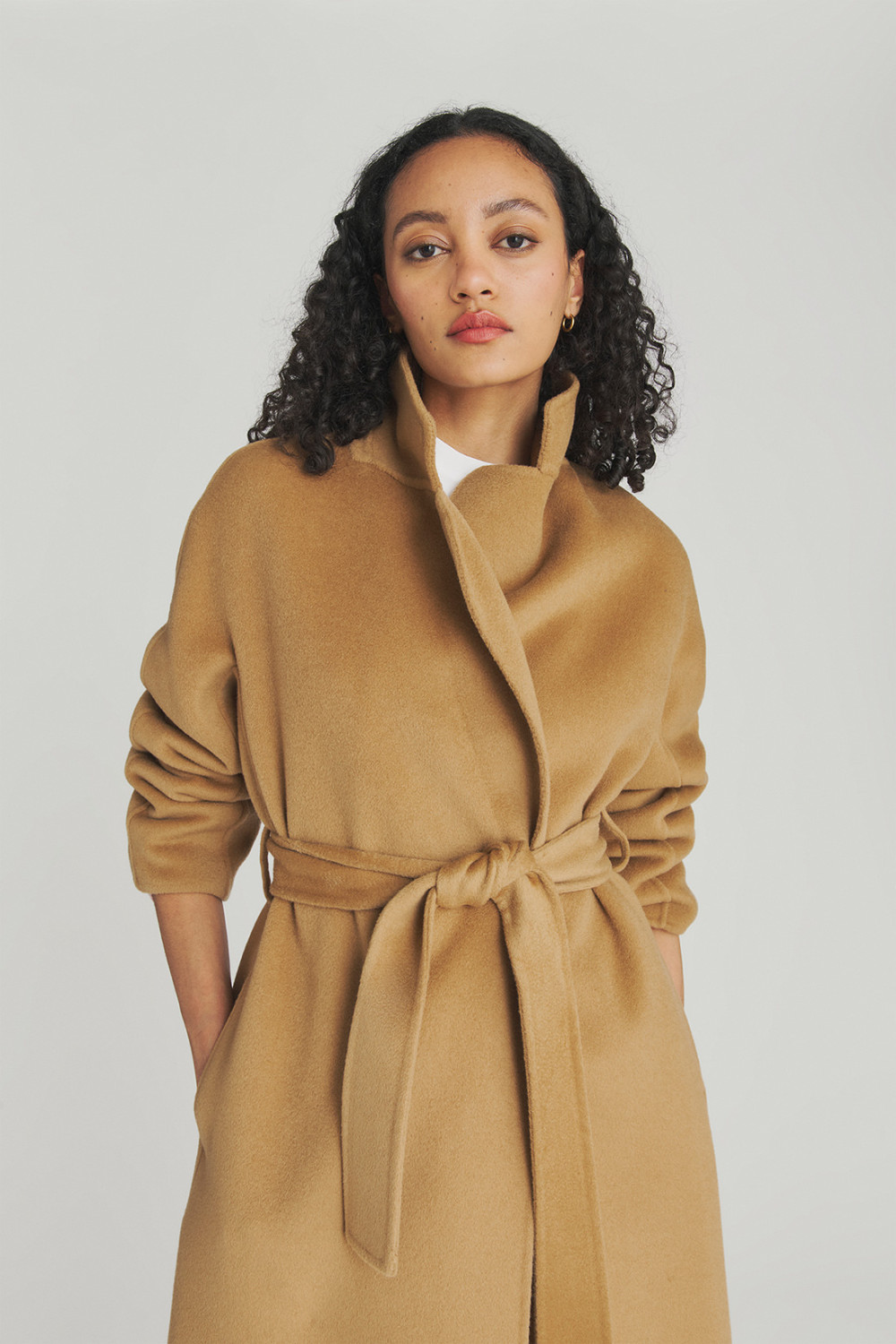 ROY ROGERS: DOUBLE WOOL COAT WITH BELT