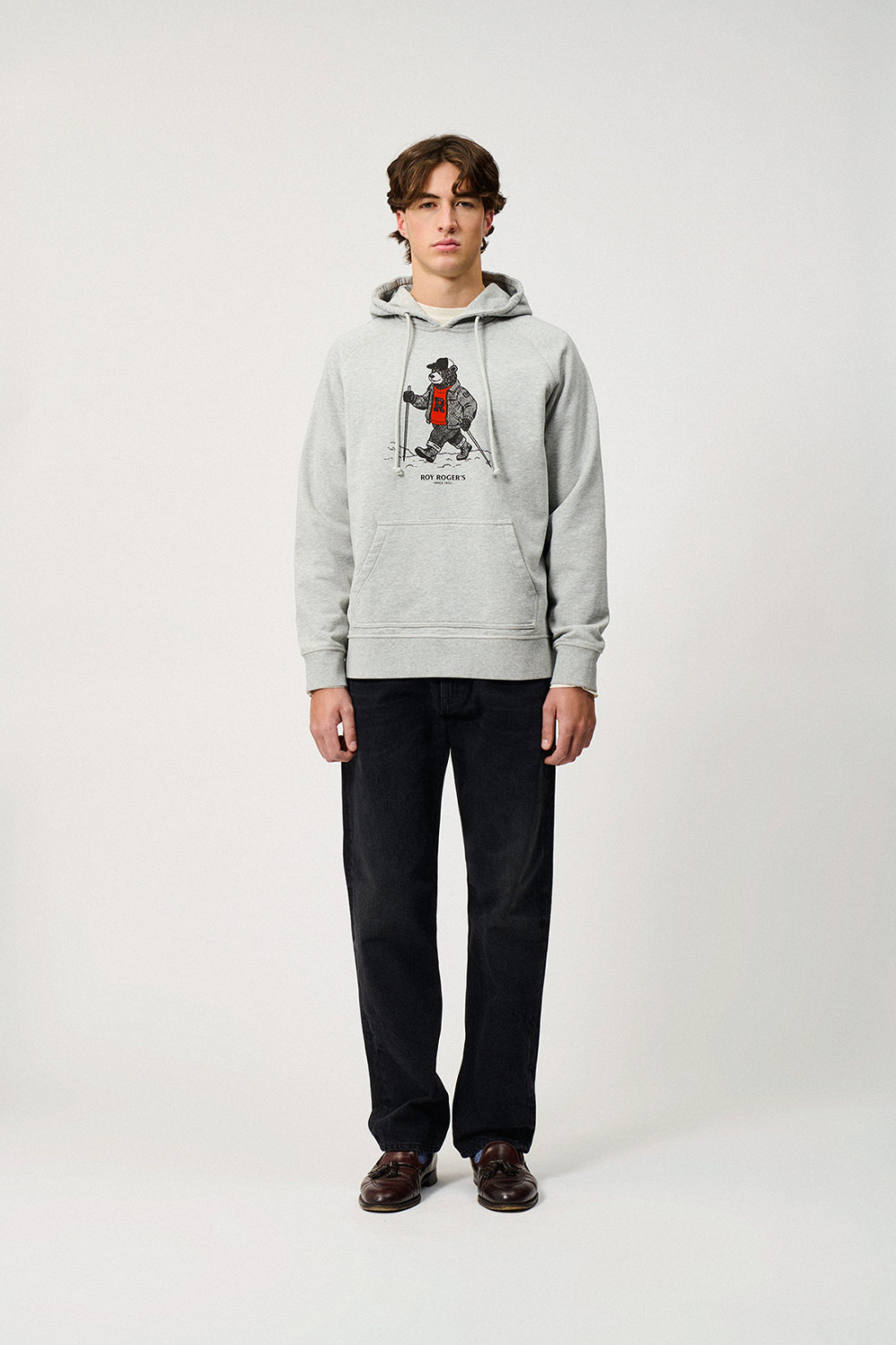 ROY ROGERS: HOODED SWEATSHIRT WITH HIKING BEAR PRINT