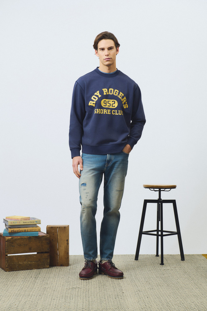 FELPA GIROCOLLO CON STAMPA SHORE CLUB