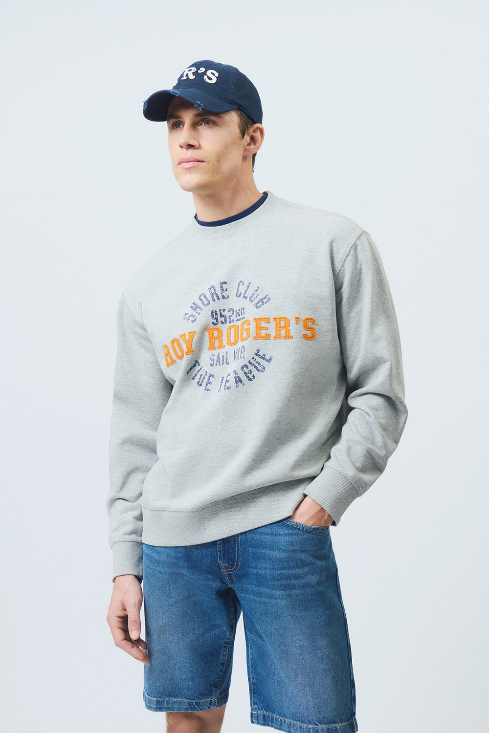 ROY ROGERS: FELPA GIROCOLLO CON STAMPA TIDE LIGUE