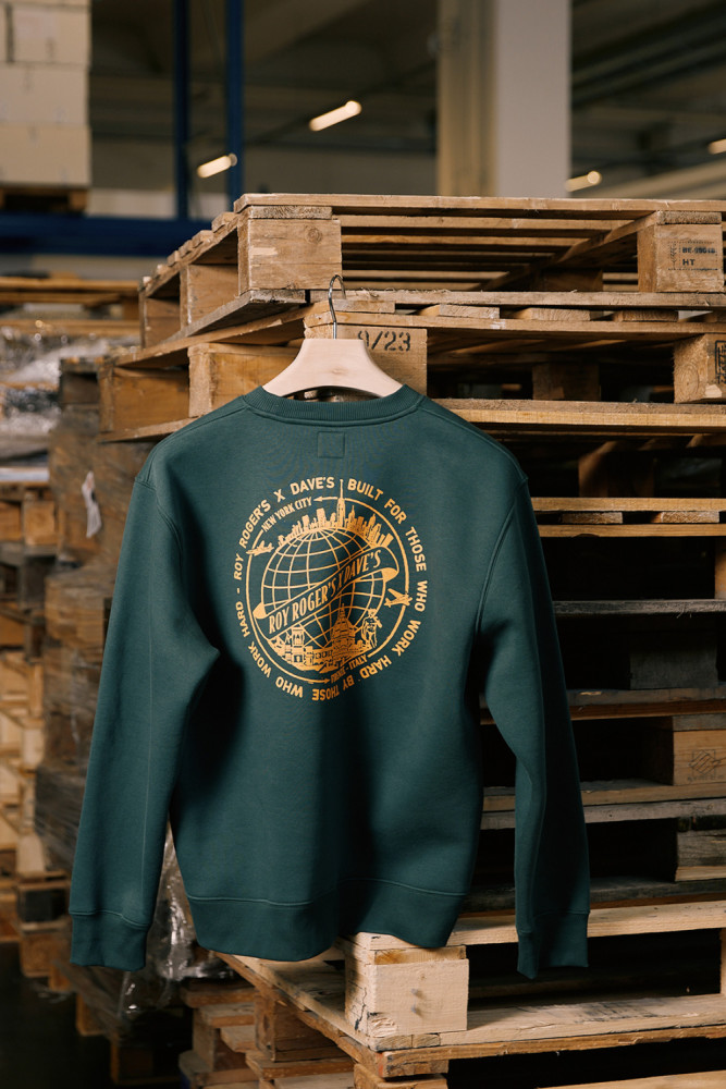 FELPA GIROCOLLO ROY ROGER'S WORKWEAR X DAVE'S NY CON STAMPA COLLABO WORLD