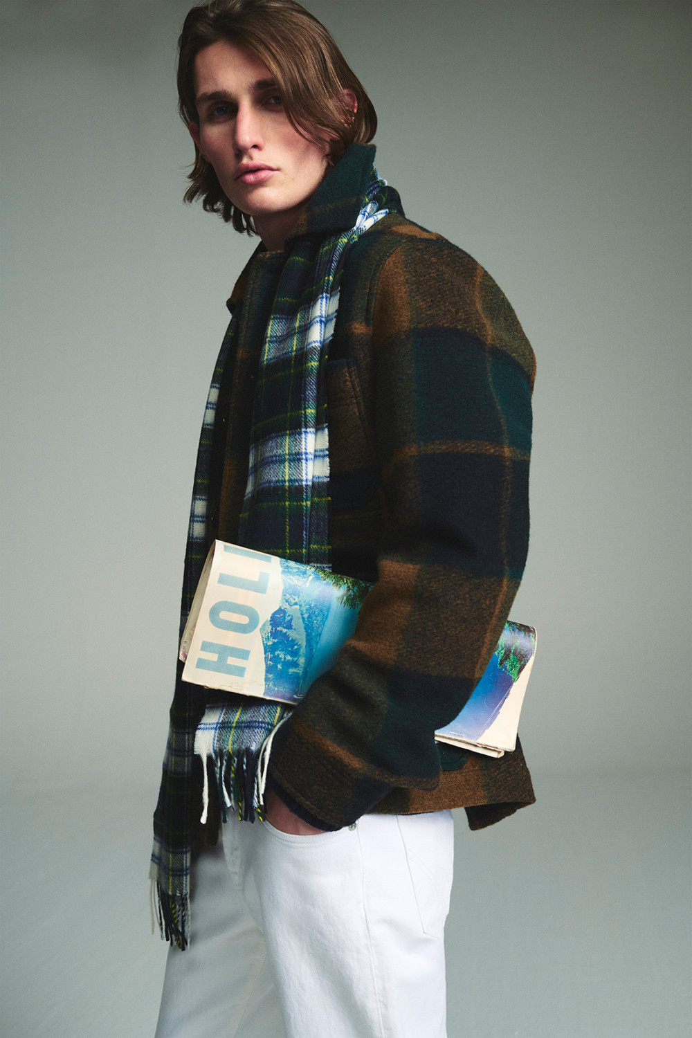 ROY ROGERS: GIACCA FARMER A QUADRI IN MISTO LANA