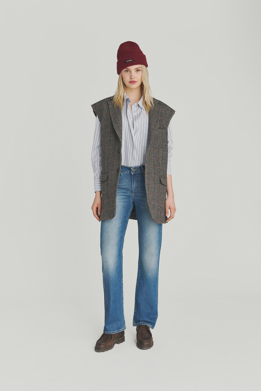 ROY ROGERS: GILET IN LANA A SPINA DI PESCE