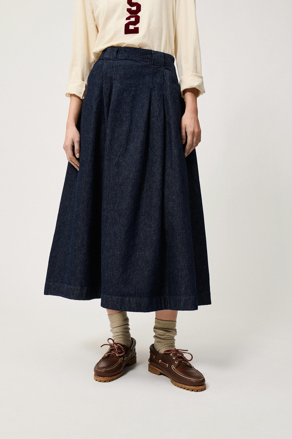 ROY ROGERS: CINDY SKIRT IN RINSE WASH DENIM