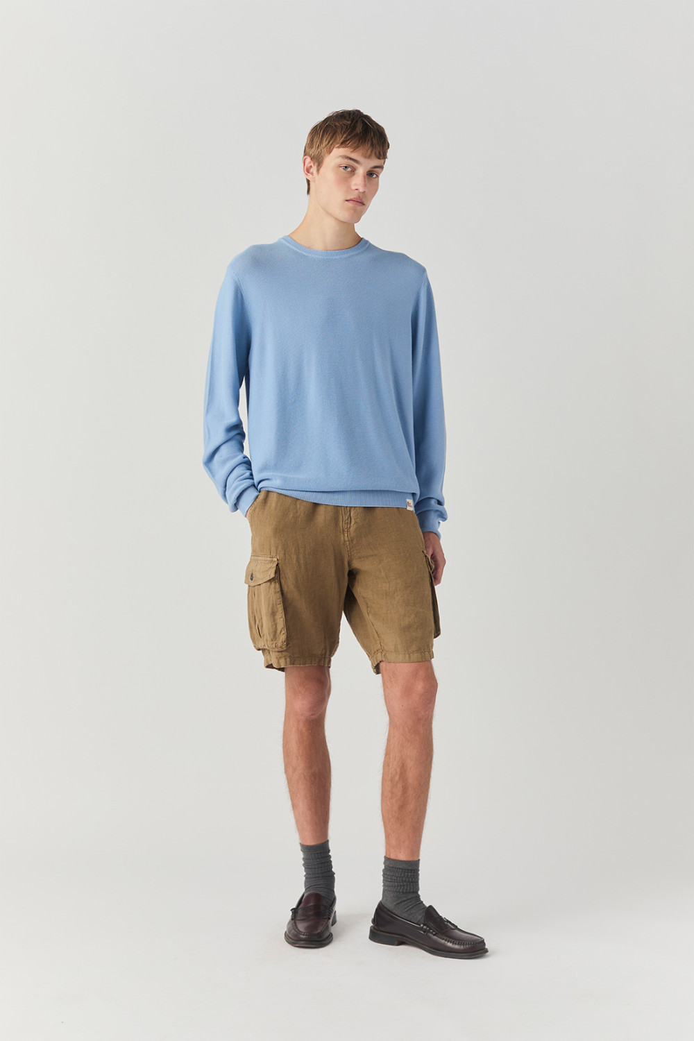 ROY ROGERS: CREW NECK SWEATER IN LINKS STITCH CREPE