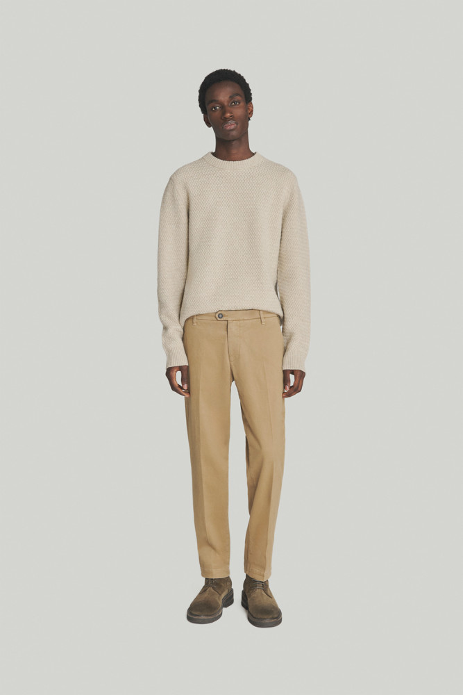 MAGLIONE GIROCOLLO CANESTRO IN LANA E CASHMERE