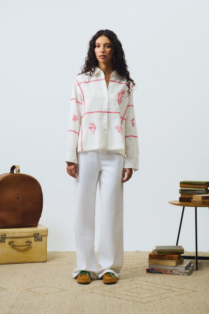 OLD GLORY - HARVEST SHIRT WITH FLORAL EMBROIDERY 