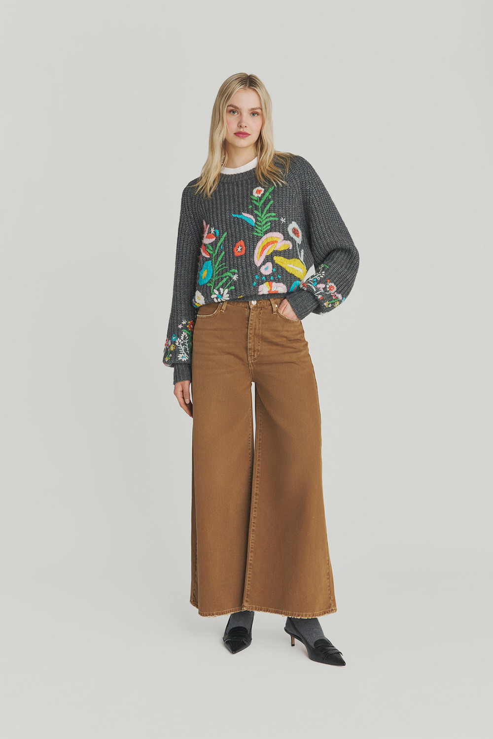 ROY ROGERS: OLD GLORY - PULLOVER CON RICAMI FLOREALI