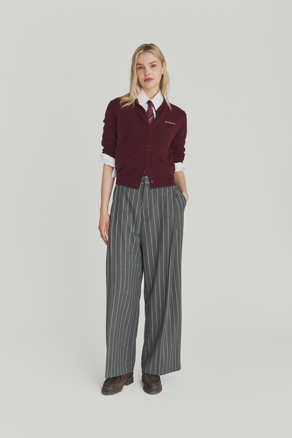 ROY ROGERS: PANTALONE PLEAT GESSATO IN TWILL