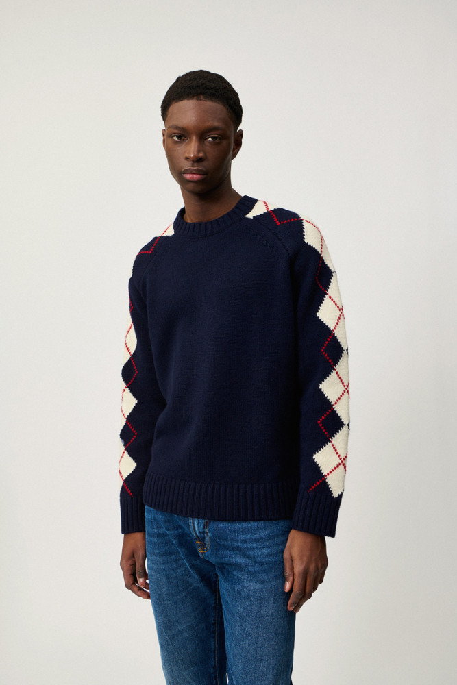 ARGYLE JUMPER IN MERINO WOOL