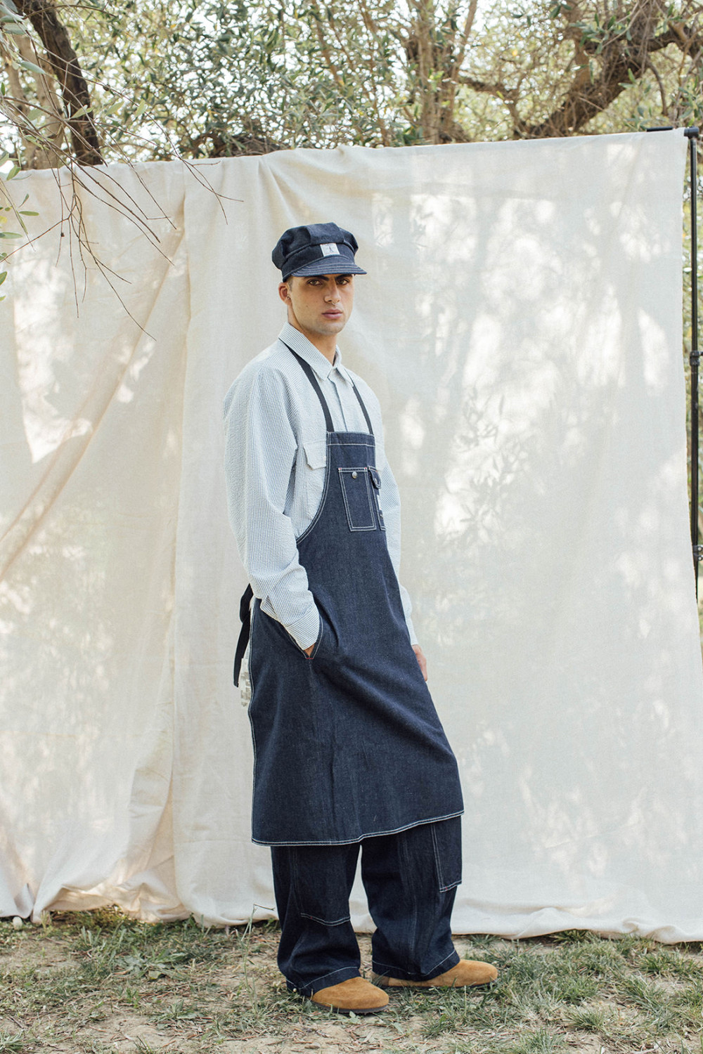 ROY ROGERS: ROY ROGER'S WORKWEAR x ENGINEERED GARMENTS - GREMBIULE IN DENIM RINSE