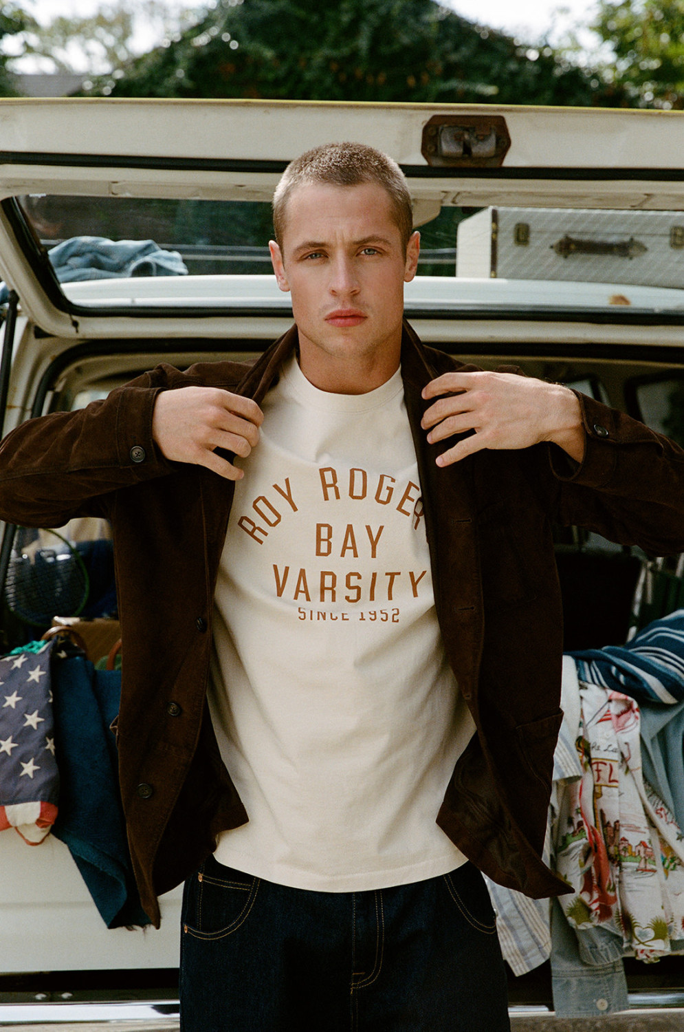 ROY ROGERS: T-SHIRT IN JERSEY CON STAMPA BAY VARSITY