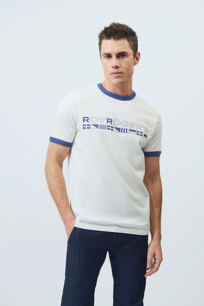 T-SHIRT  IN JERSEY WITH NAUTIC FLAG PRINT