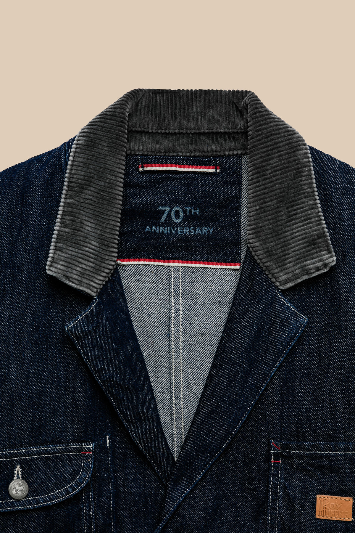 70th Work Jacket In Rinse Wash Selvedge Denim