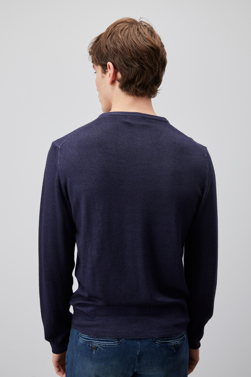 ROY ROGERS: CREW NECK SWEATER IN STONE WASHED MERINO WOOL