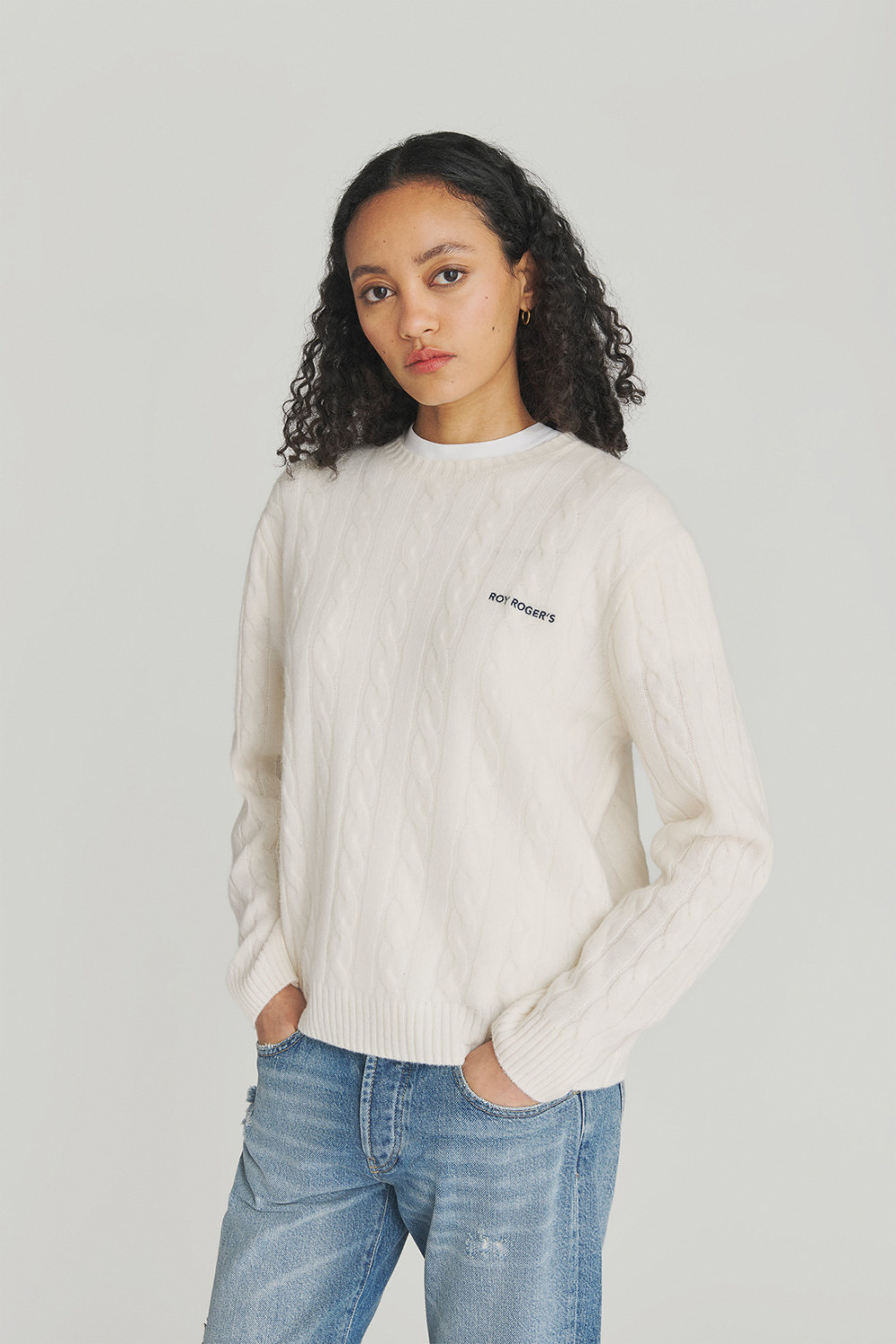 ROY ROGERS: PULLOVER CABLE IN LANA E CASHMERE