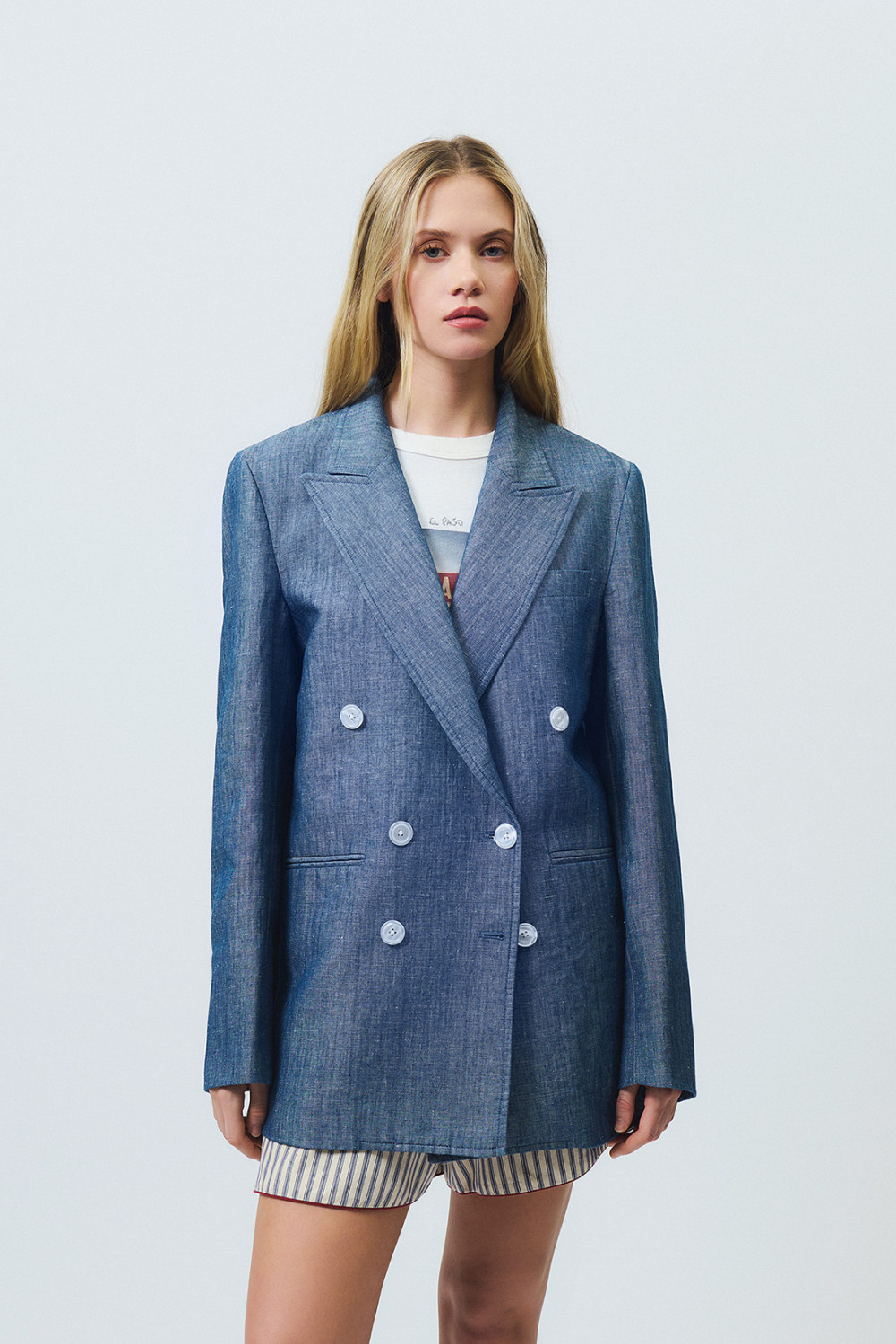 ROY ROGERS: BLAZER DOPPIOPETTO IN CHAMBRAY RINSEBLAZER DOPPIOPETTO IN CHAMBRAY RINSE