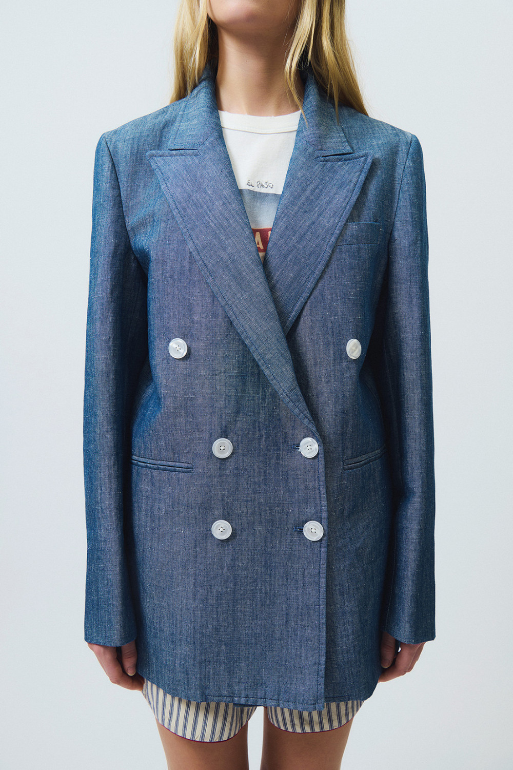 ROY ROGERS: BLAZER DOPPIOPETTO IN CHAMBRAY RINSEBLAZER DOPPIOPETTO IN CHAMBRAY RINSE