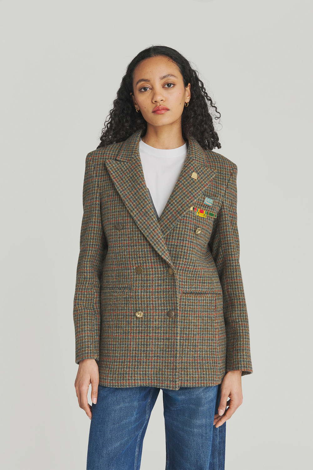 ROY ROGERS: BLAZER DOPPIOPETTO IN LANA PIED DE POULE