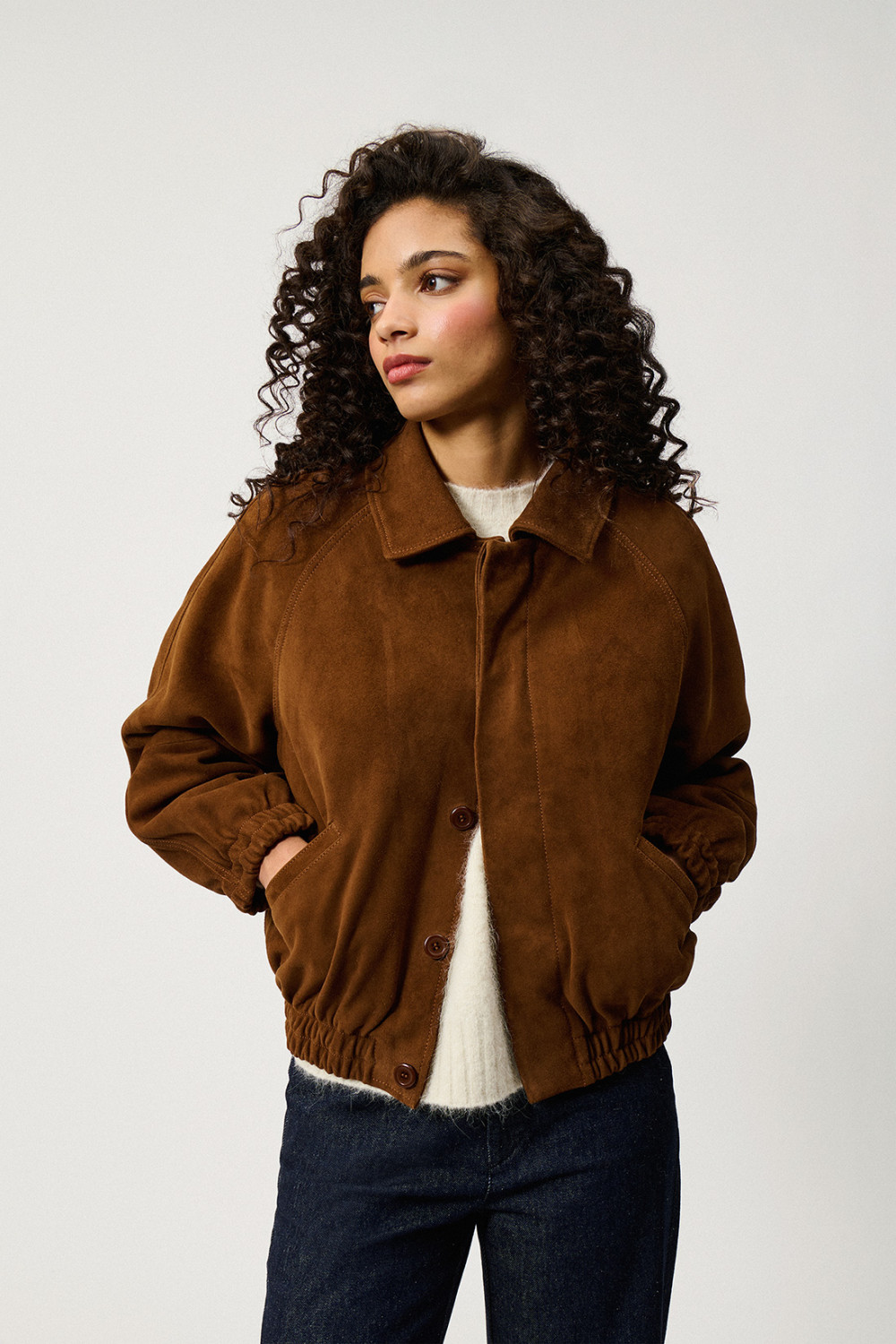 ROY ROGERS: SUEDE PUFFER BOMBER JACKET
