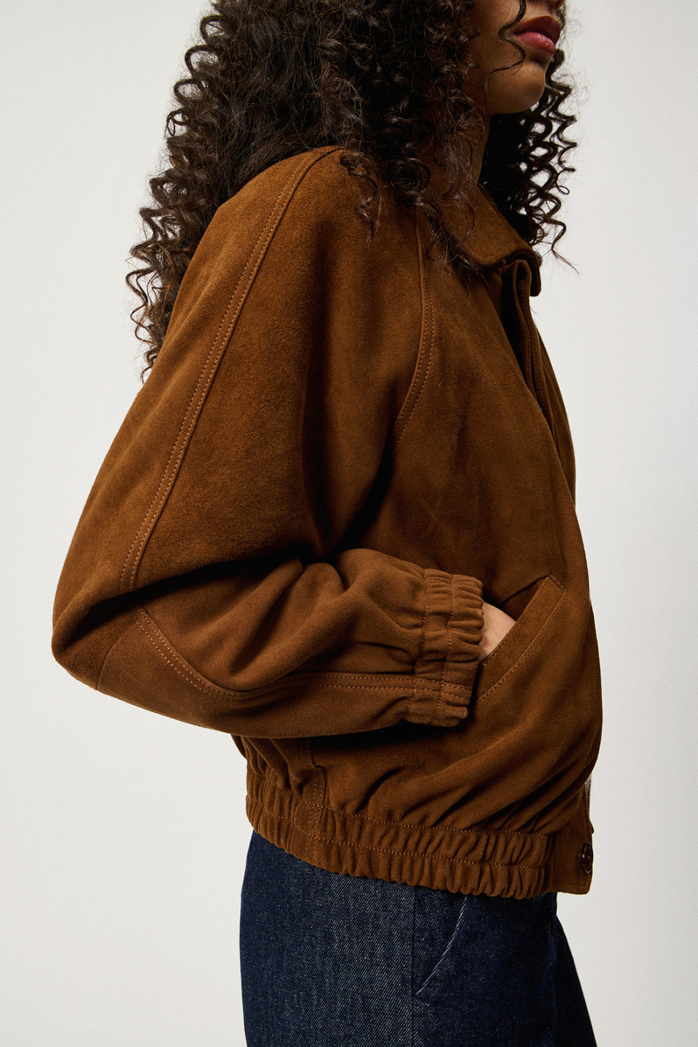 ROY ROGERS: SUEDE PUFFER BOMBER JACKET