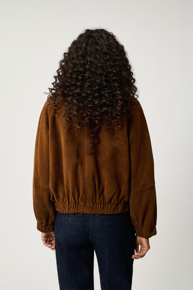 BOMBER PUFFER IN SUEDE