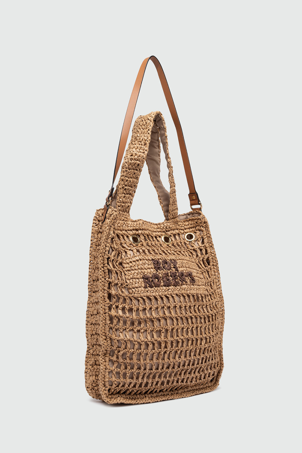 ROY ROGERS: BORSA BUCKET PIATTA IN CARTA INTRECCIATA