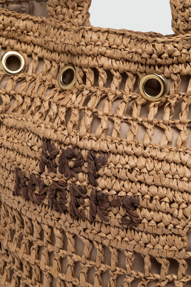 BORSA BUCKET PIATTA IN CARTA INTRECCIATA