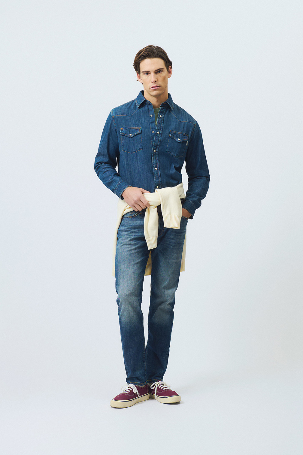 ROY ROGERS: CAMICIA MARTIN BLUE STONE