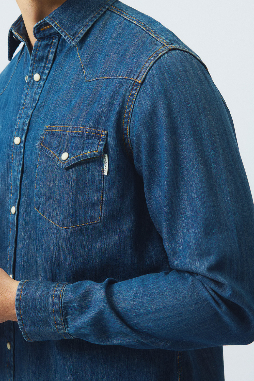 ROY ROGERS: CAMICIA MARTIN BLUE STONE