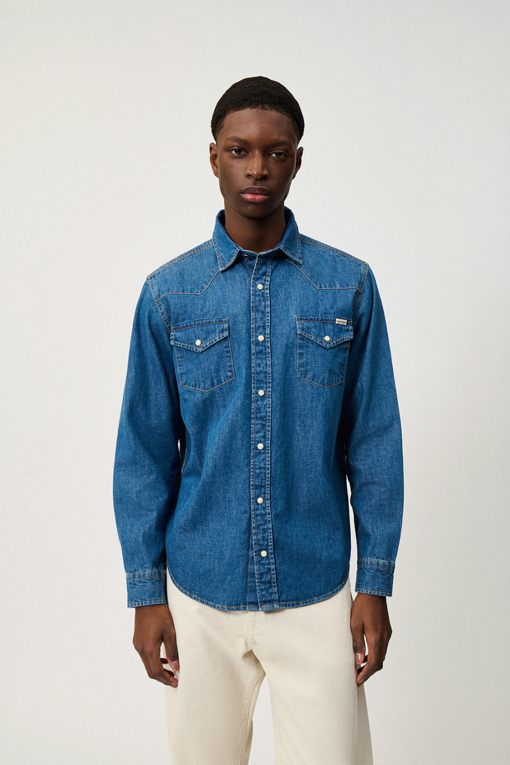 ROY ROGERS: CAMICIA MARTIN IN DENIM MID WASH