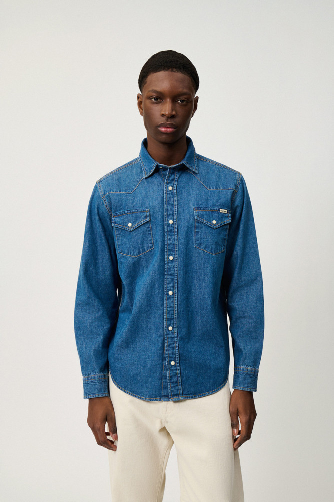 CAMICIA MARTIN IN DENIM MID WASH