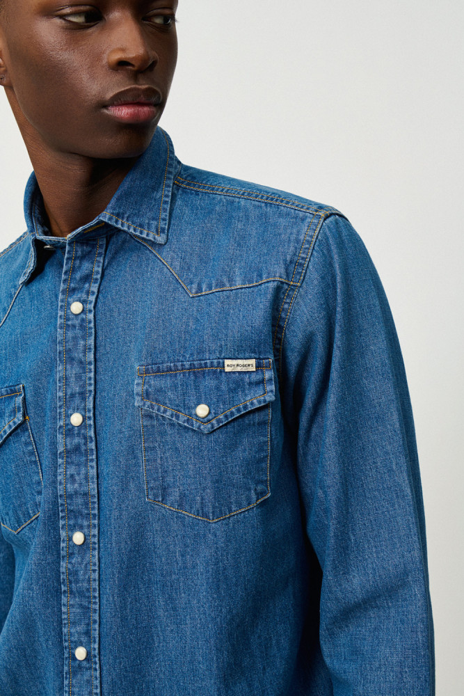 CAMICIA MARTIN IN DENIM MID WASH