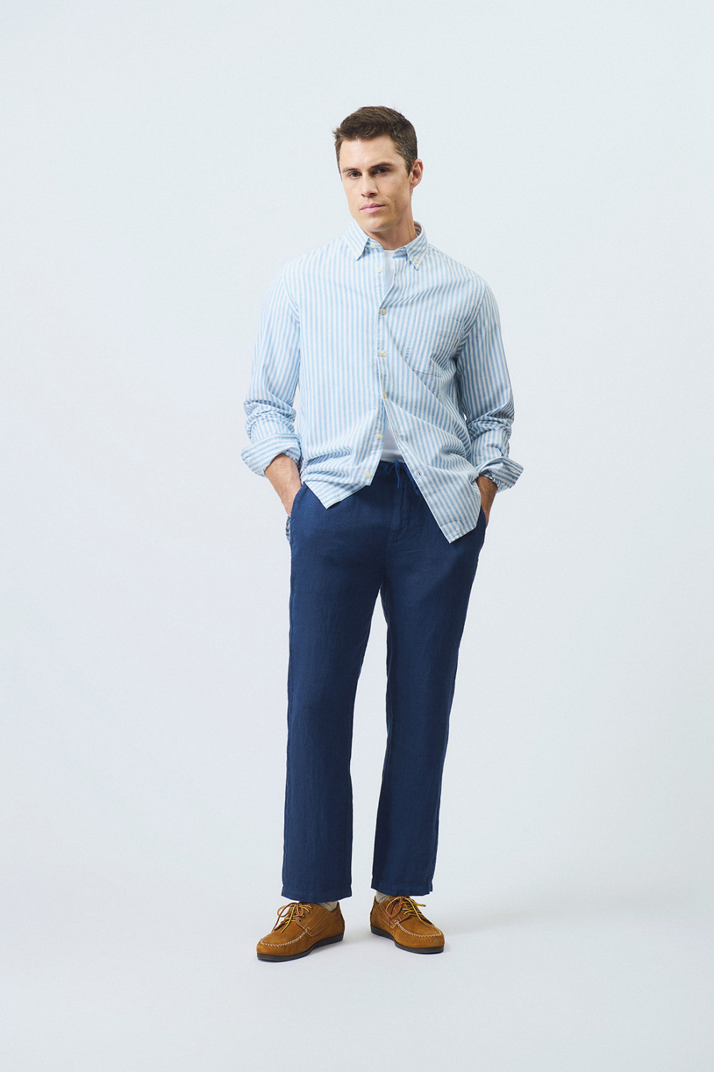 ROY ROGERS: CAMICIA OXFORD A RIGHE