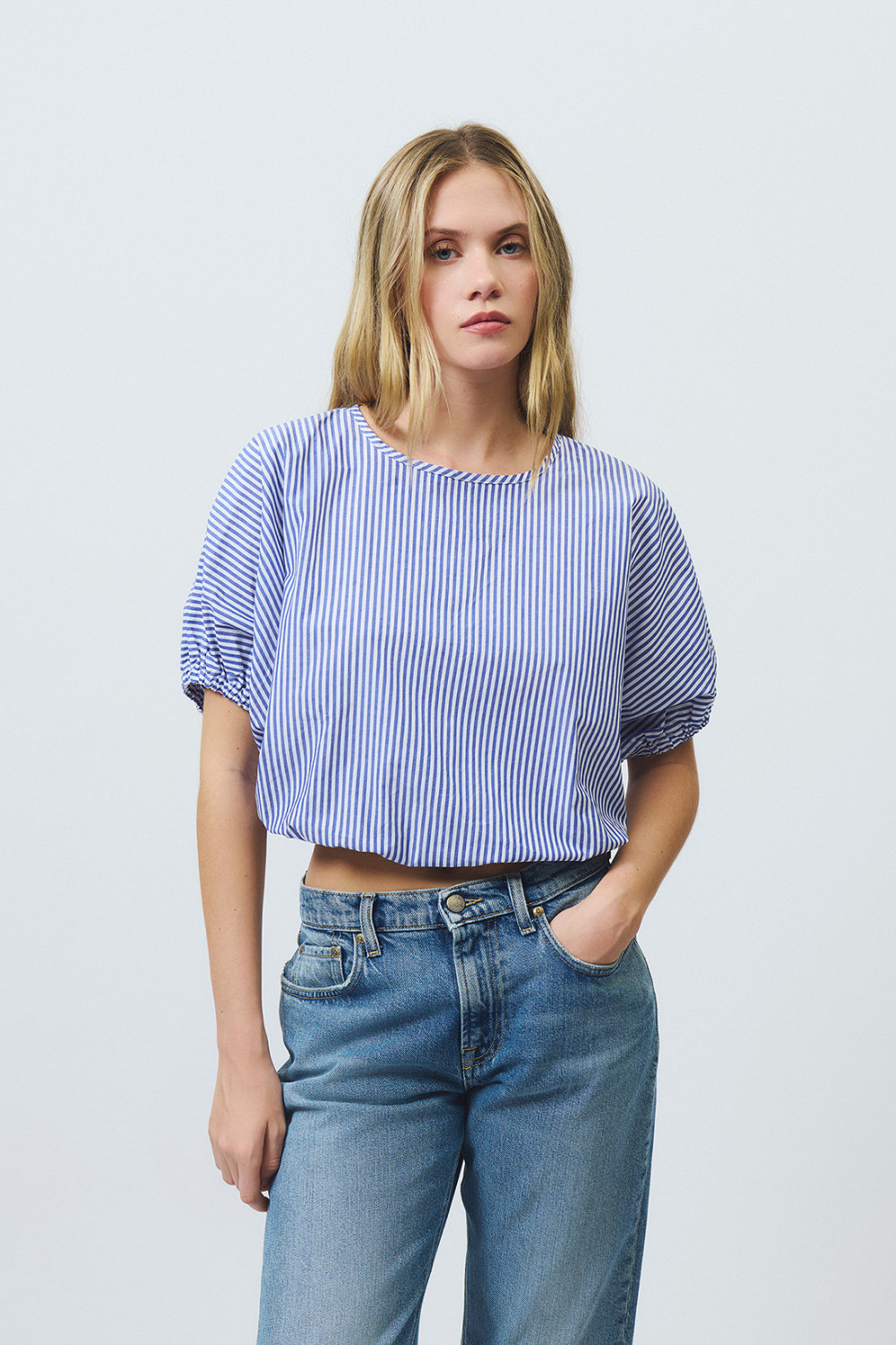 ROY ROGERS: PUFF SHIRT IN STRIPED POPLIN