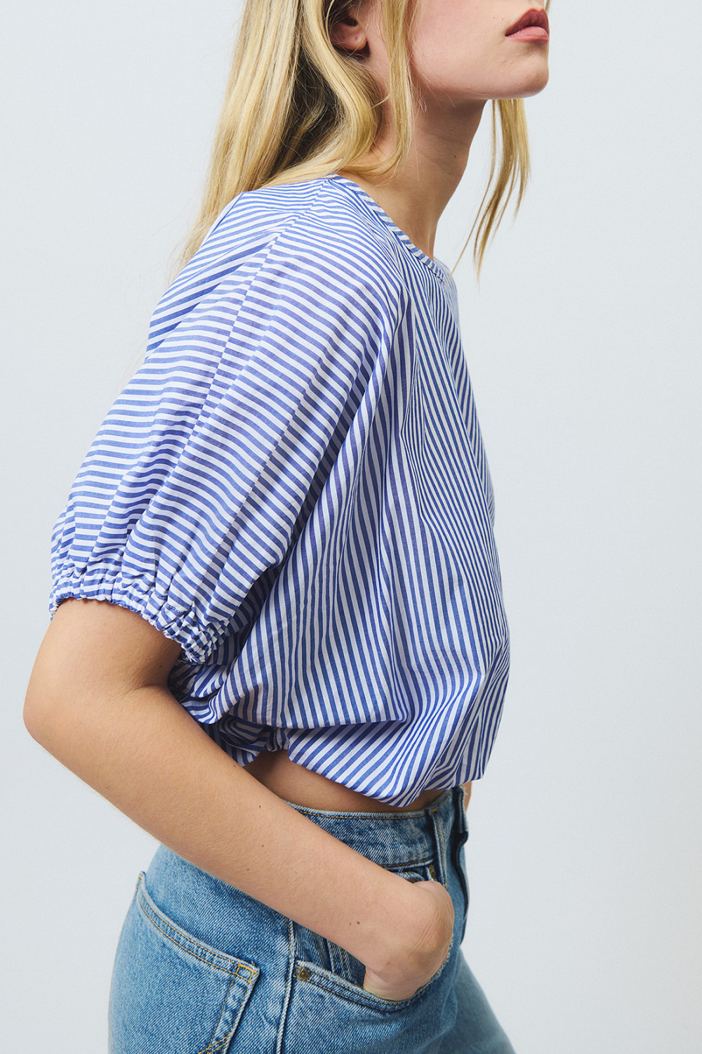 ROY ROGERS: PUFF SHIRT IN STRIPED POPLIN