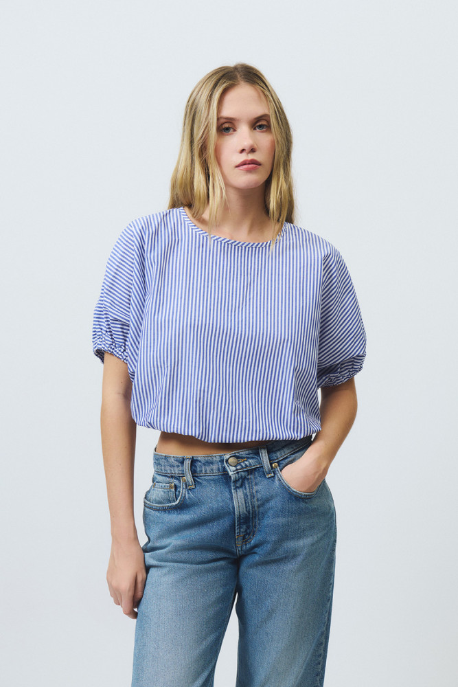 PUFF SHIRT IN STRIPED POPLIN